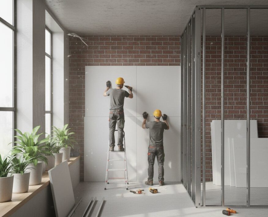 Pose de plaques de plâtre