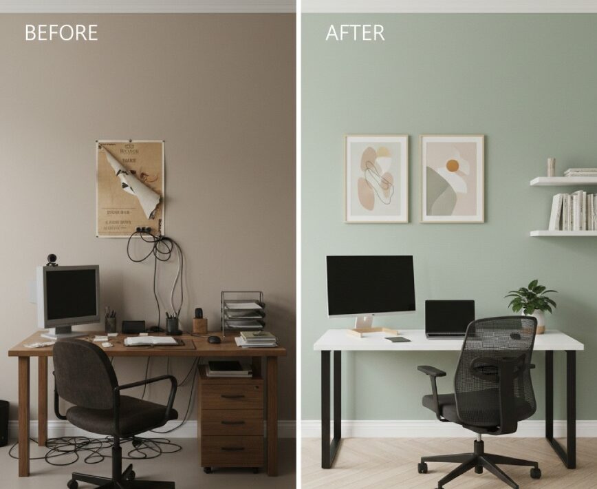 avant/après pour relooker un bureau